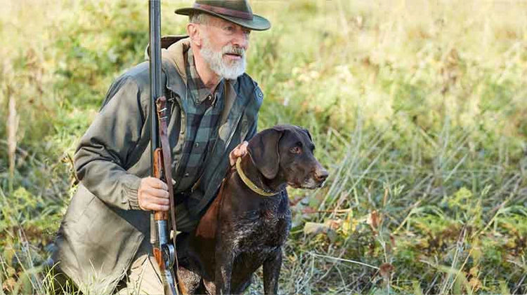 Hunter with Rifle and Brown dog category picture for animal training