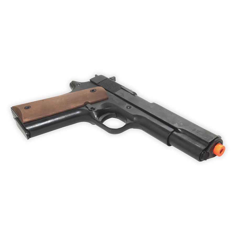 Kimar 1911 Blank-Firing Pistol | Semi-Auto Front-Firing 9mm PAK | Blued Finish with Wood Grips