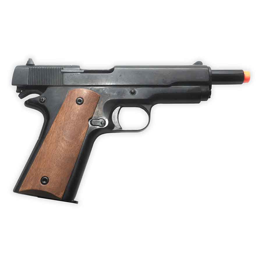 Kimar 1911 Blank-Firing Pistol | Semi-Auto Front-Firing 9mm PAK | Blued Finish with Wood Grips