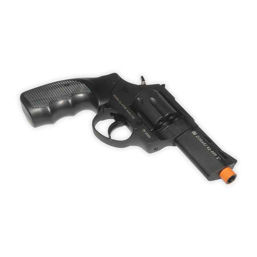 Revólver de fogueo ZORAKI R2 con cañón de 3" | Calibre .380, PAK de 9 mm y disparo frontal | Acabado negro