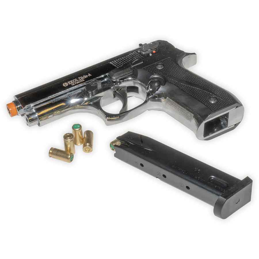 Ekol Dicle 8000 Blank-Firing Pistol | Front-Firing Semi-Auto 9mm PAK | Nickel Finish