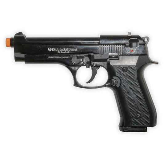 Jackal Dual Blank-Firing Pistol | Full-Auto Front-Firing 9mm PAK | Blued Finish