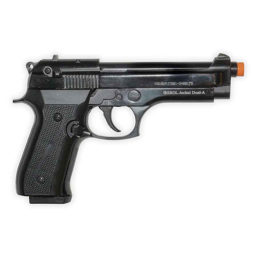 Jackal Dual Blank-Firing Pistol | Full-Auto Front-Firing 9mm PAK | Blued Finish