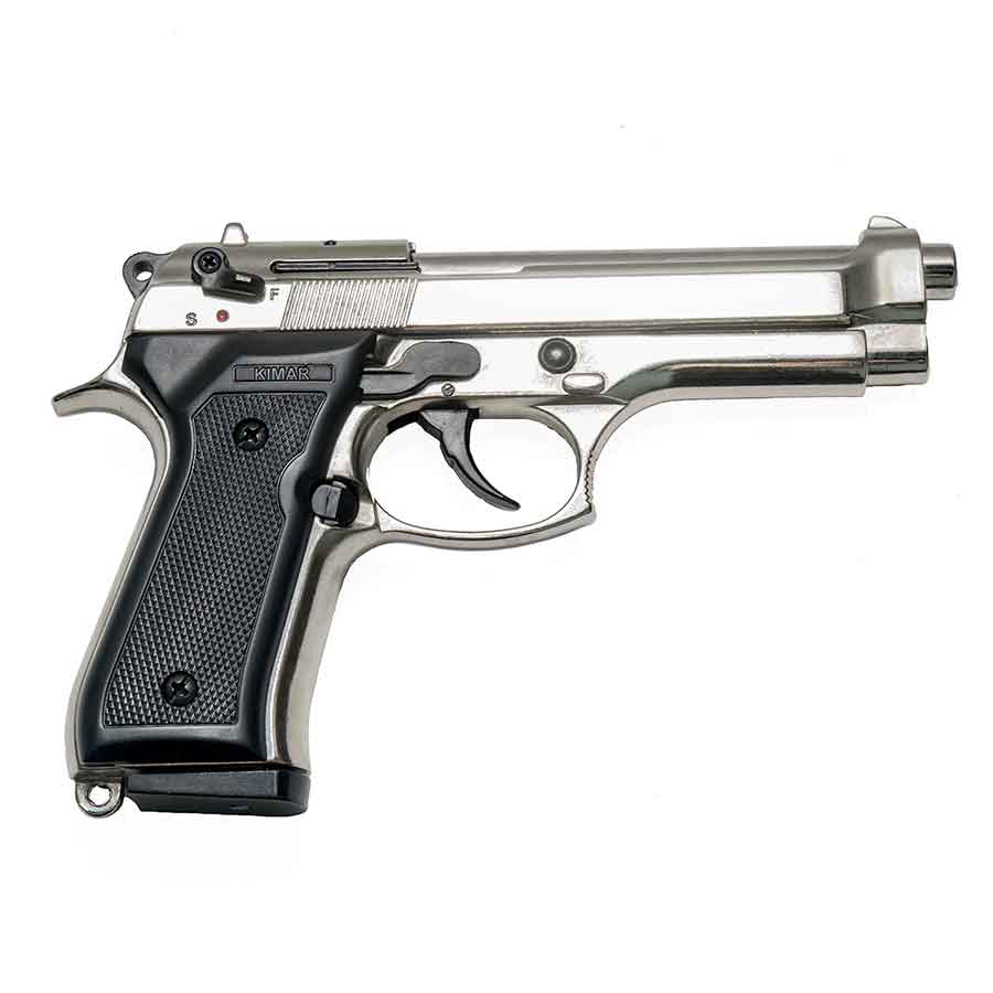 Kimar Model 92 Blank-Firing Pistol | Semi-Auto Top-Firing 9mm PAK | Chrome Finish