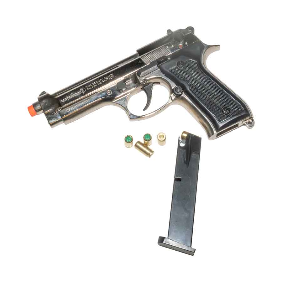 Kimar Model 92 Blank-Firing Pistol | Semi-Auto Front-Firing 9mm PAK | Nickel Finish