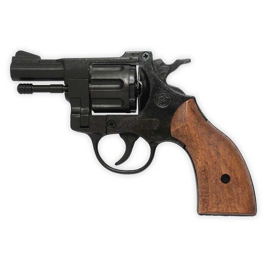 Olympic 6 Blank Firing Revolver | Top-Firing .22 Caliber | Blued Finish Wooden Grips