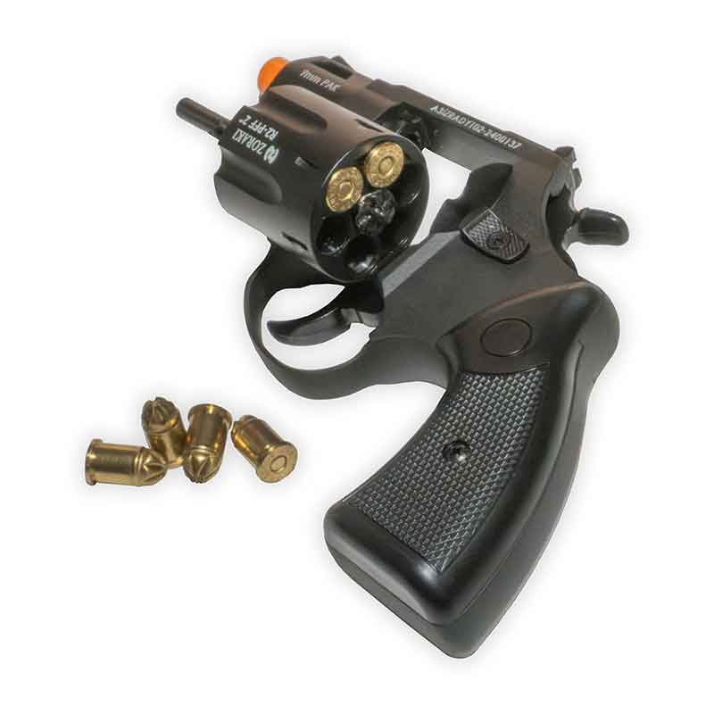 ZORAKI R2 2" Barrel Blank-Firing Revolver | Front-Firing 9mm PAK / .380 Caliber | Black Finish