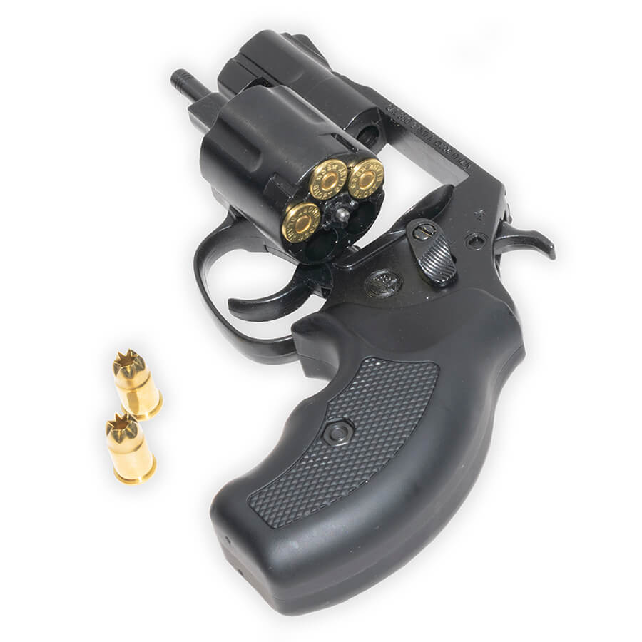 Revólver Bruni .38 Special de 2" con cañón de fogueo | Calibre .380 de percusión superior | Acabado negro