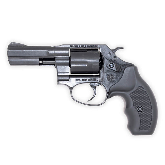 Revólver Bruni .38 Special de 3" con cañón de fogueo | Calibre .380 de disparo lateral | Acabado pavonado