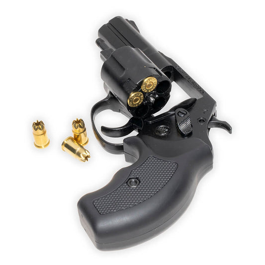 Revólver Bruni .38 Special de 3" con cañón de fogueo | Calibre .380 de disparo lateral | Acabado pavonado