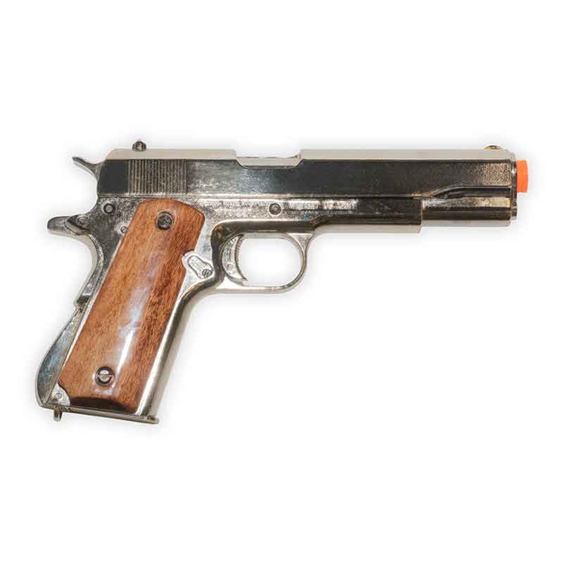 Non-Firing - 1911 Replica | Non-Removable Magazine | Nickel Finish with Wood Grips