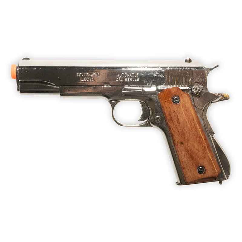 Non-Firing - 1911 Replica | Non-Removable Magazine | Nickel Finish with Wood Grips