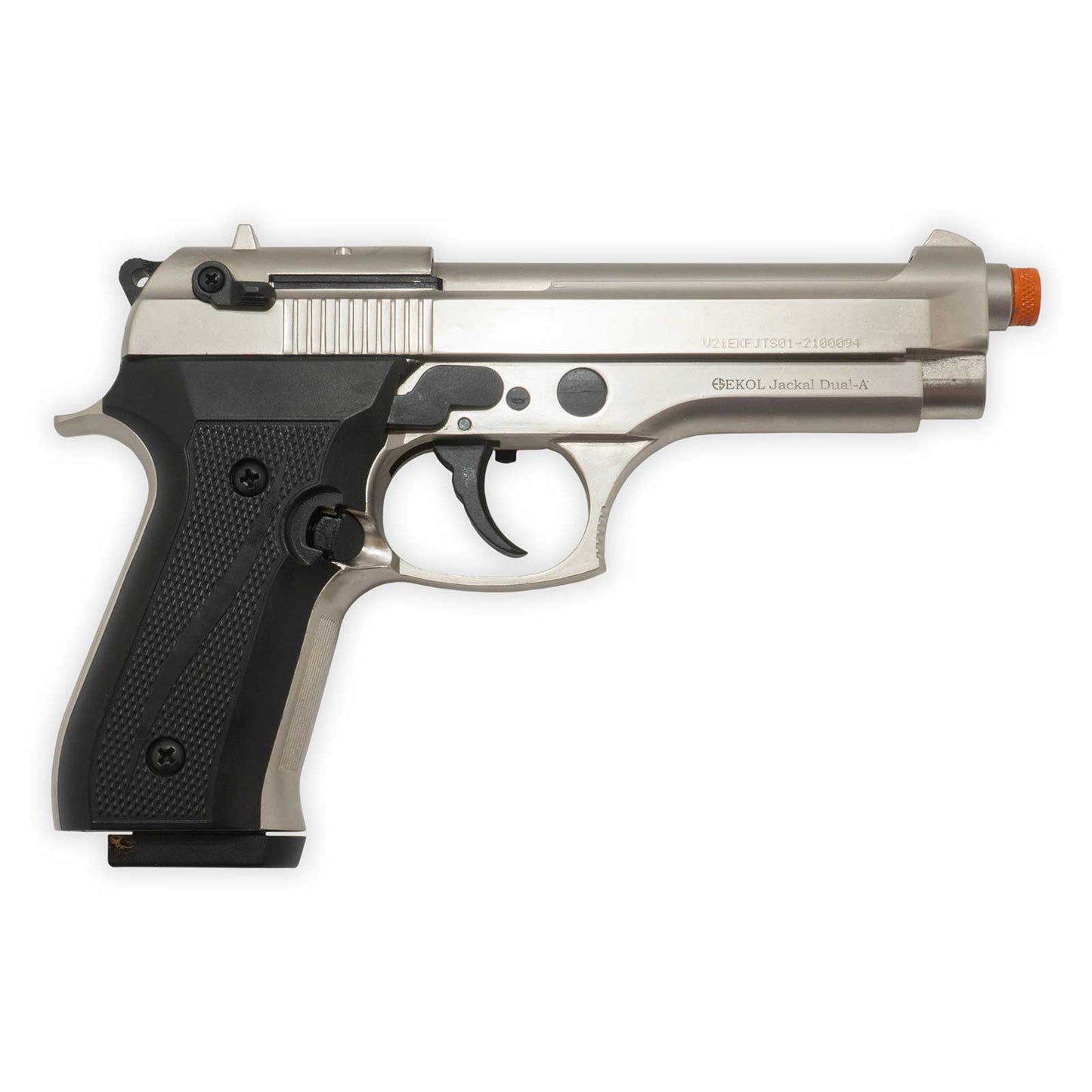 Jackal Dual Blank-Firing Pistol | Full Auto Front-Firing 9mm PAK | Satin Finish