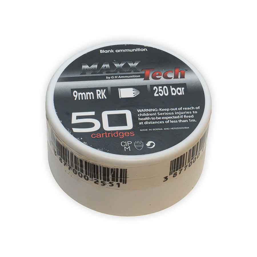 Munición de fogueo de latón calibre .380 (9 mm RK) Carga de fábrica | 50 cartuchos