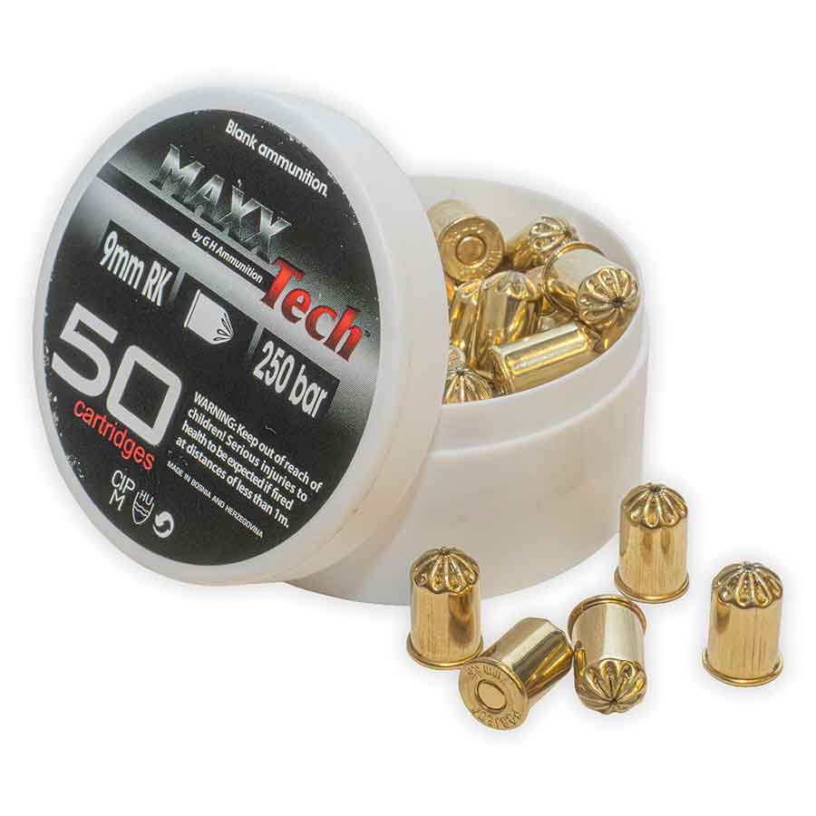 Munición de fogueo de latón calibre .380 (9 mm RK) Carga de fábrica | 50 cartuchos