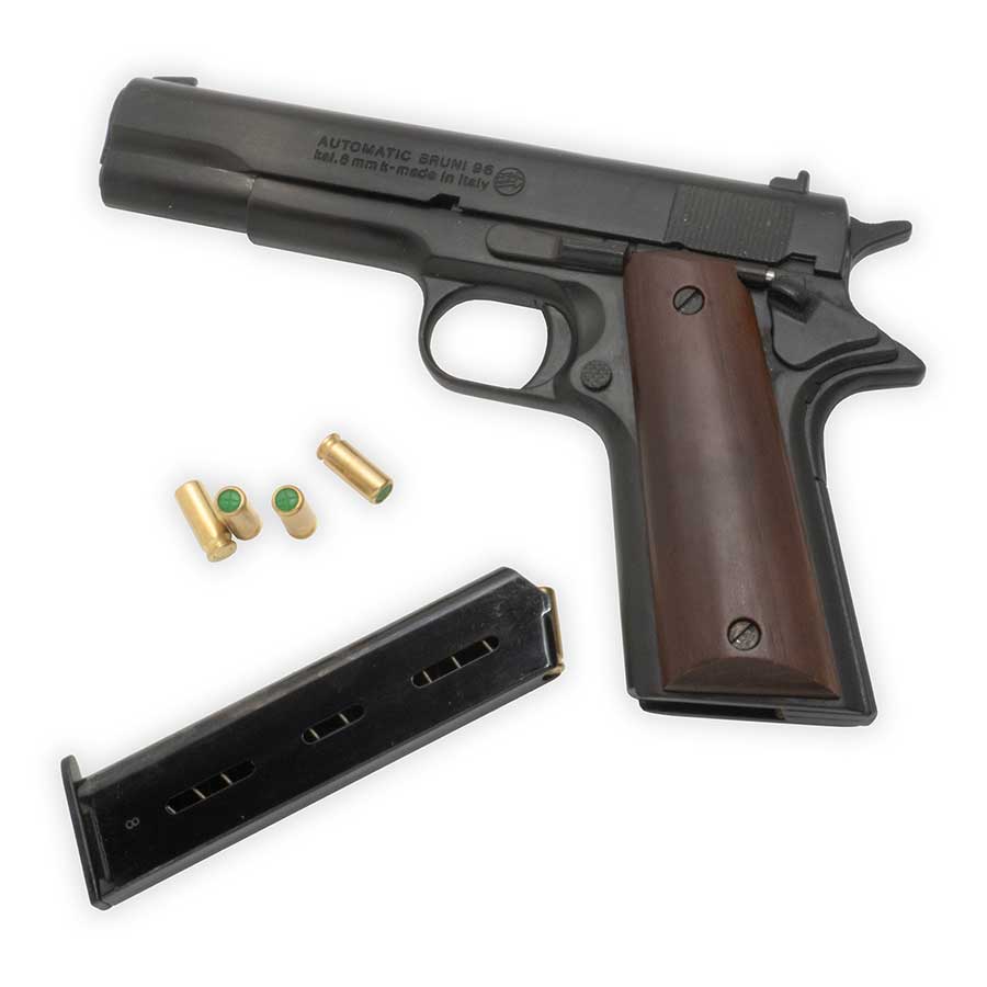 Bruni 1911 Blank-Firing Pistol | Semi-Auto Top-Firing 8mm PAK | Blued Finish