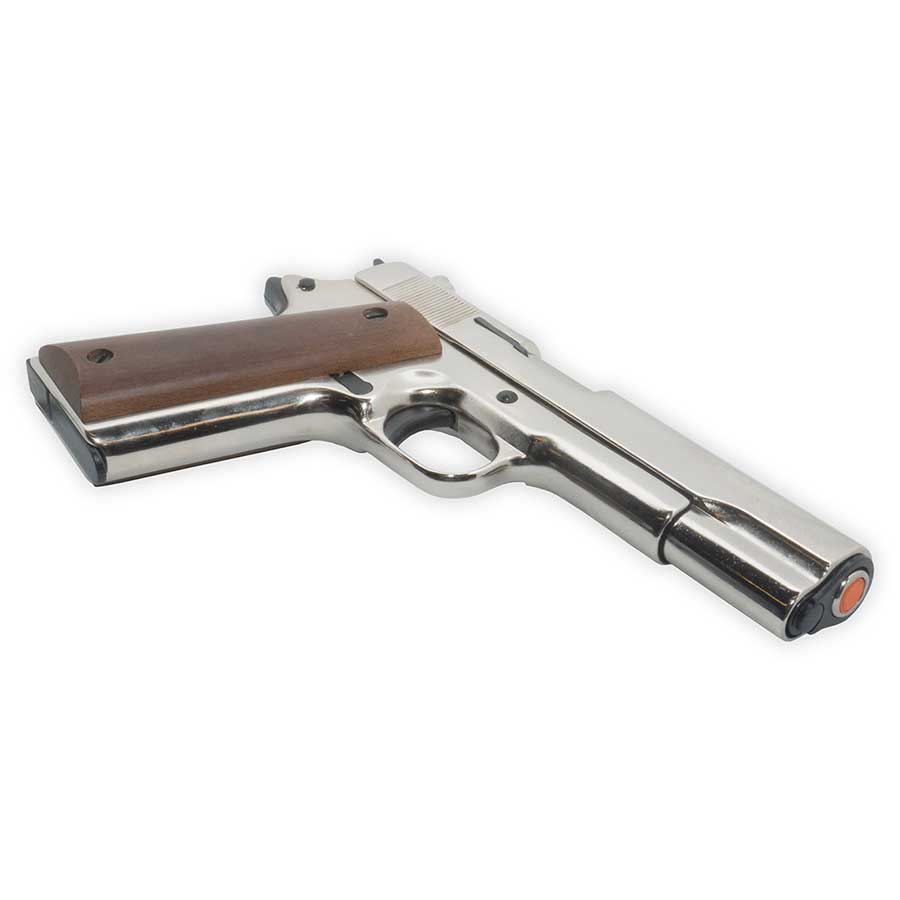 Bruni 1911 Blank-Firing Pistol | Semi-Auto Top-Firing 8mm PAK | Nickel Finish