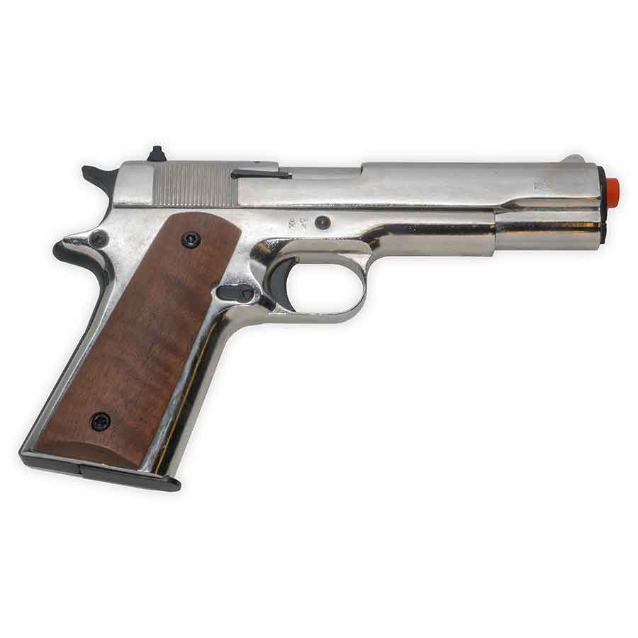 Kimar 1911 Blank-Firing Pistol | Semi-Auto Front-Firing 9mm PAK | Chrome Finish