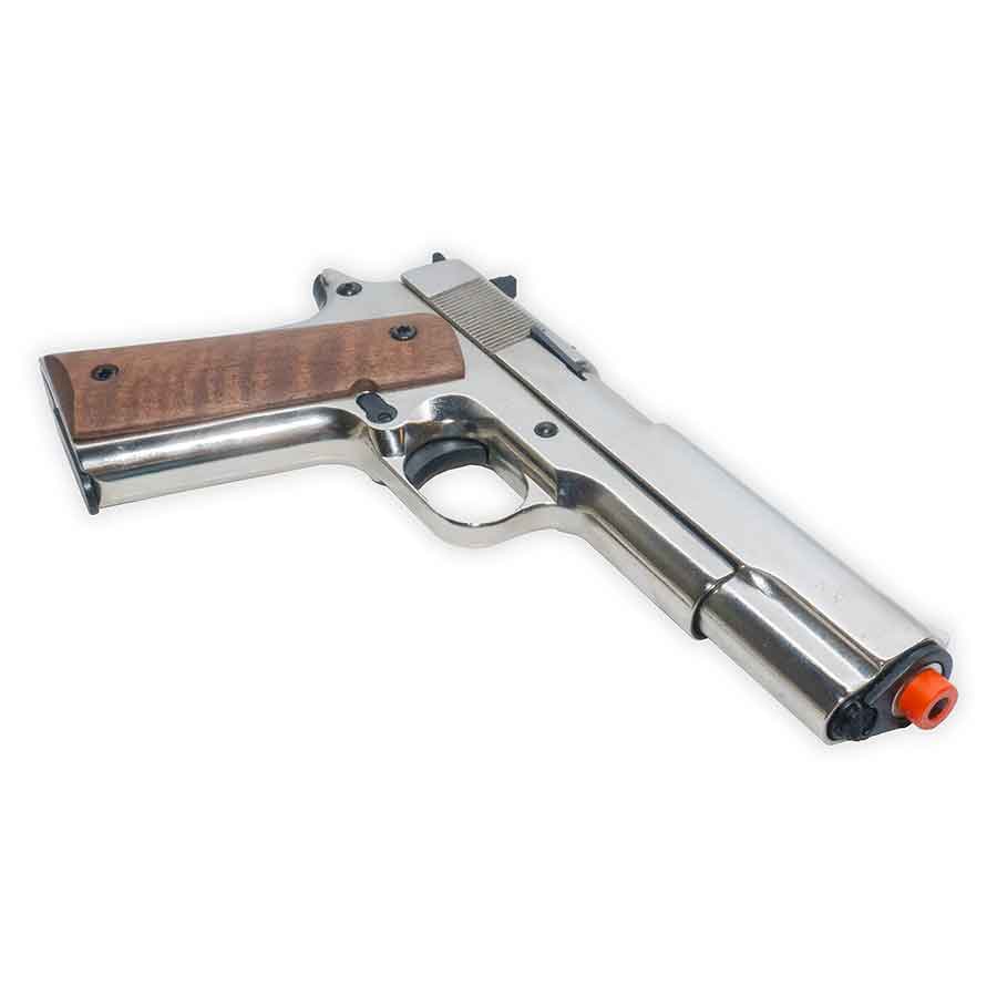 Kimar 1911 Blank-Firing Pistol | Semi-Auto Front-Firing 9mm PAK | Chrome Finish