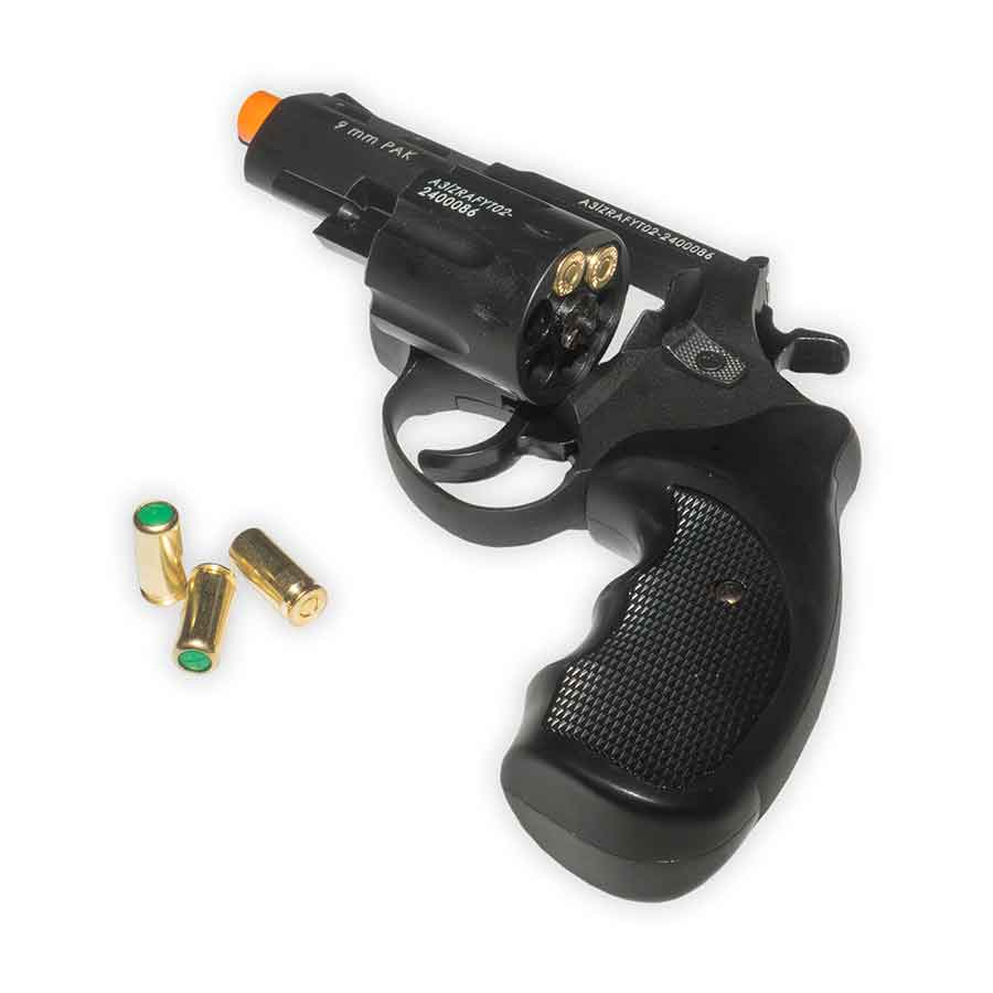 ZORAKI R2 3" Barrel Blank-Firing Revolver | Front-Firing 9mm PAK / .380 Caliber | Black Finish