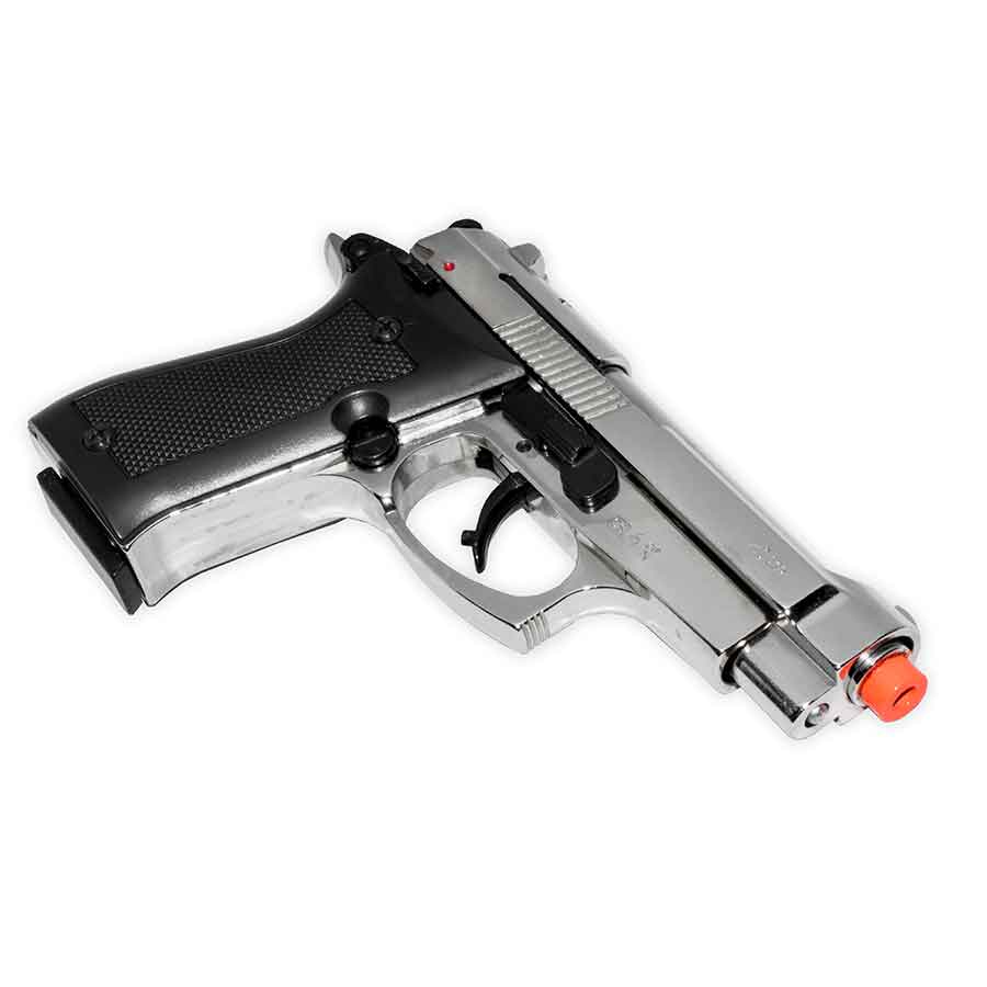 Kimar Model 85 Blank-Firing Semi-Auto Pistol | Front Fire 9mm PAK | Chrome Finish