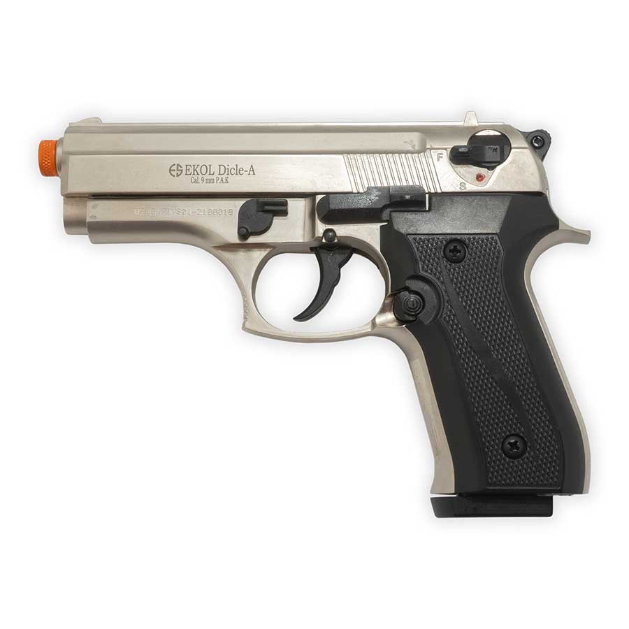 Ekol Dicle 8000 Blank-Firing Pistol | Semi-Auto Front-Firing 9mm PAK | Nickel Finish