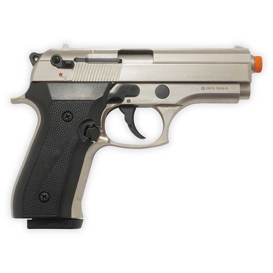 Ekol Dicle 8000 Blank-Firing Pistol | Semi-Auto Front-Firing 9mm PAK | Nickel Finish