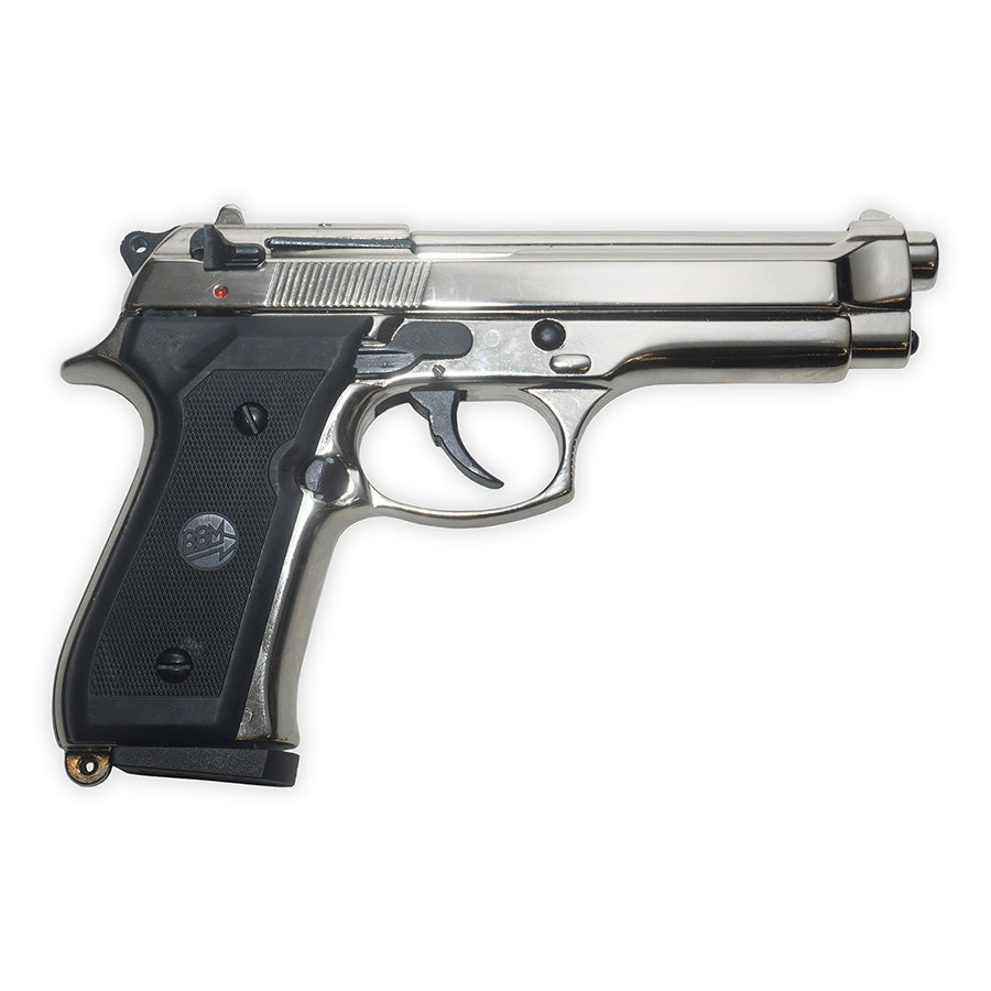 Bruni Mod 92 Semi-Auto Blank-Firing Pistol | Side-Firing 8mm PAK | Nickel Finish