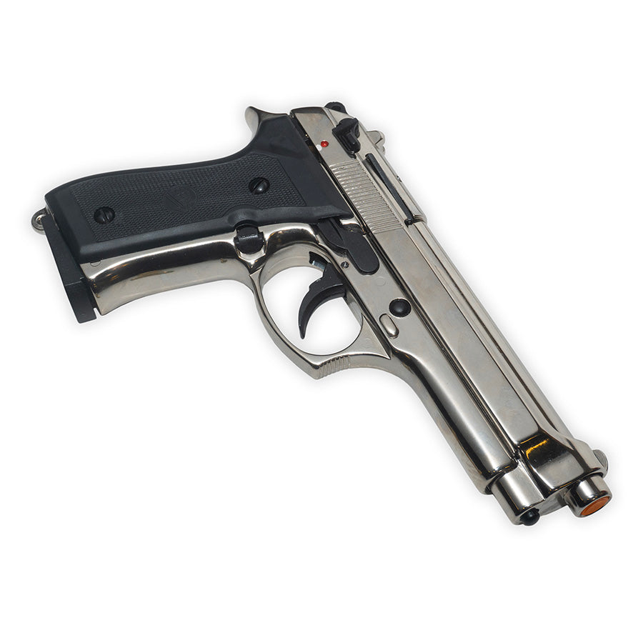 Bruni Mod 92 Semi-Auto Blank-Firing Pistol | Side-Firing 8mm PAK | Nickel Finish