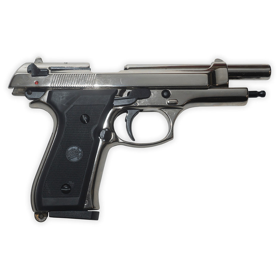 Bruni Mod 92 Semi-Auto Blank-Firing Pistol | Side-Firing 8mm PAK | Nickel Finish