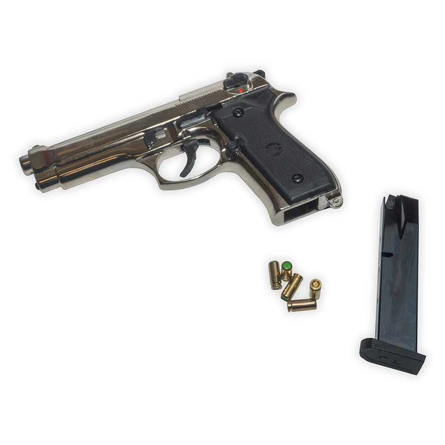 Bruni Mod 92 Semi-Auto Blank-Firing Pistol | Side-Firing 8mm PAK | Nickel Finish