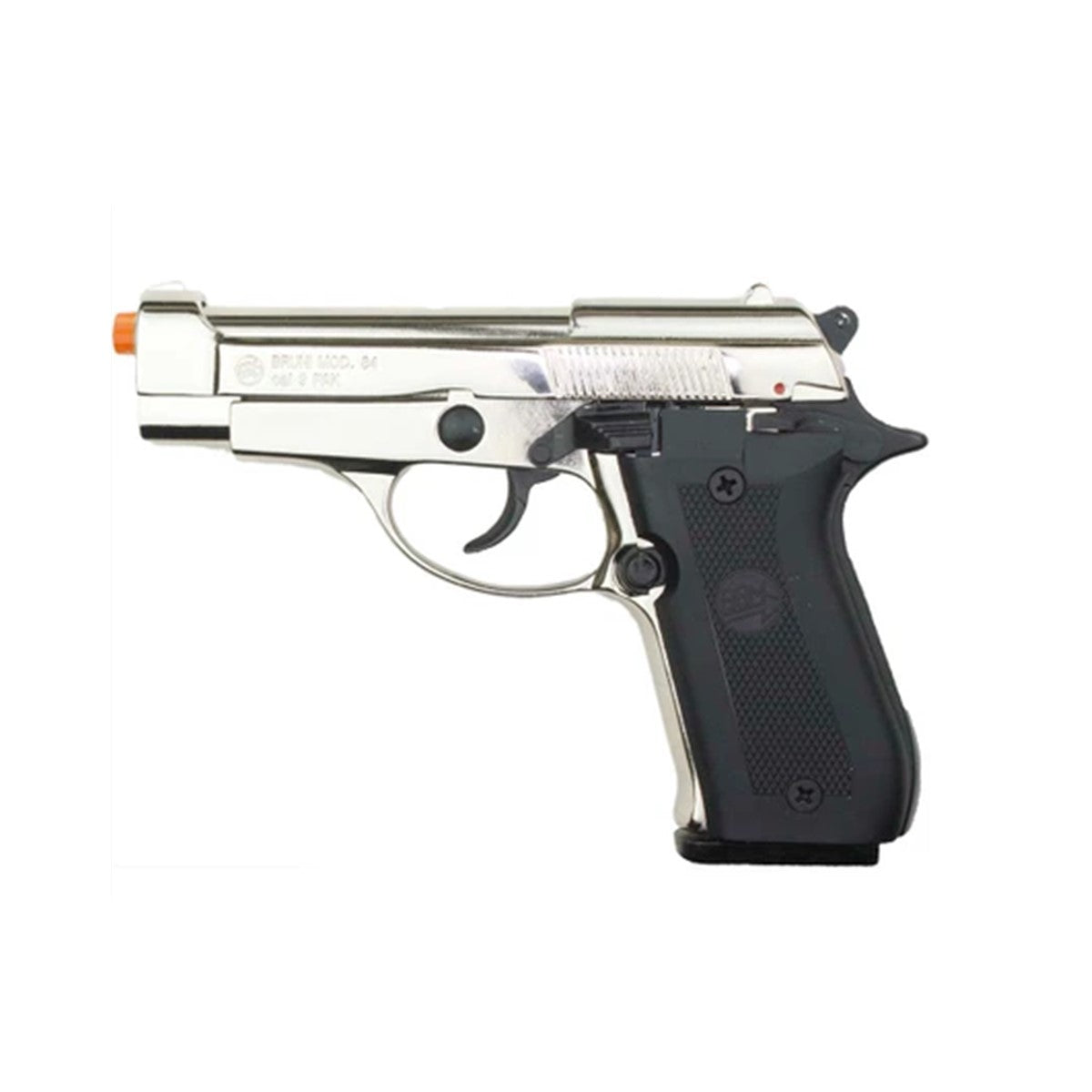 Bruni Model 84 Blank-Firing Pistol – 9mm PAK – Nickel Front Fire