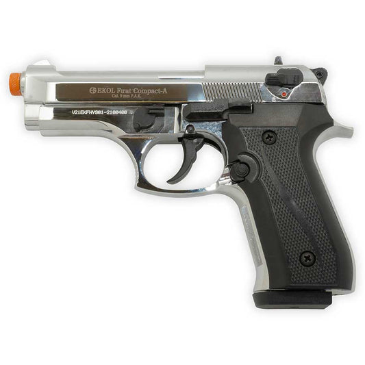 Firat Compact 92 Blank-Firing Pistol | Semi-Auto Front-Firing 9mm PAK | Nickel Finish