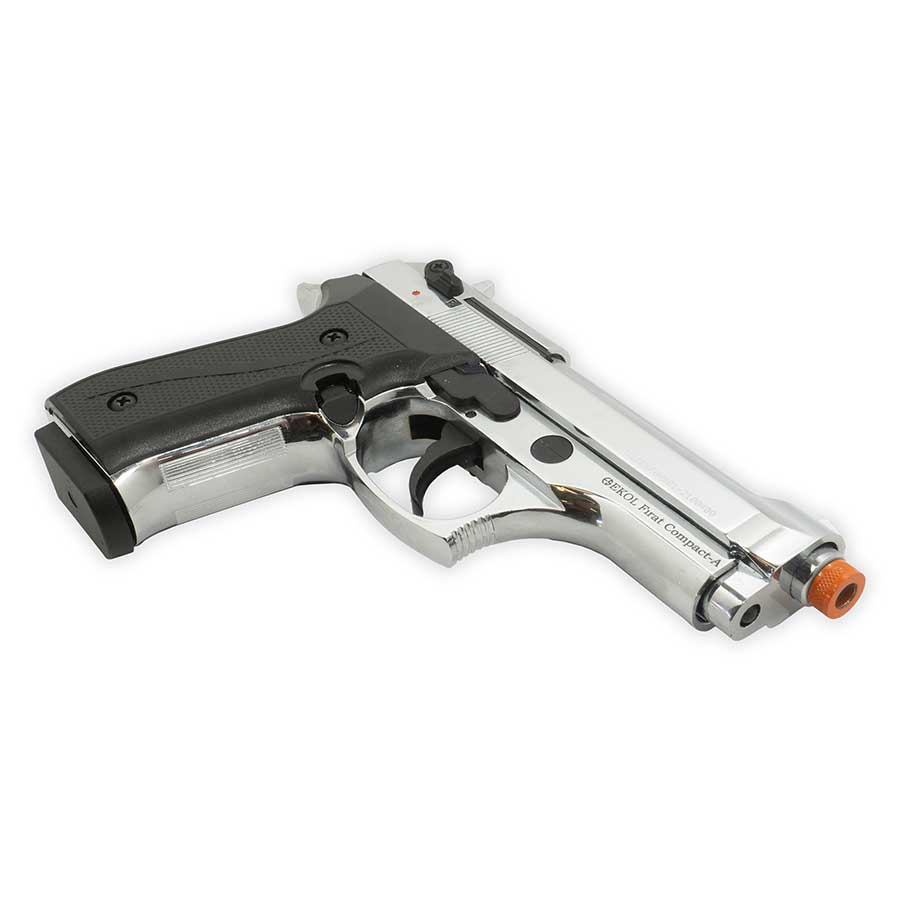 Firat Compact 92 Blank-Firing Pistol | Semi-Auto Front-Firing 9mm PAK | Nickel Finish