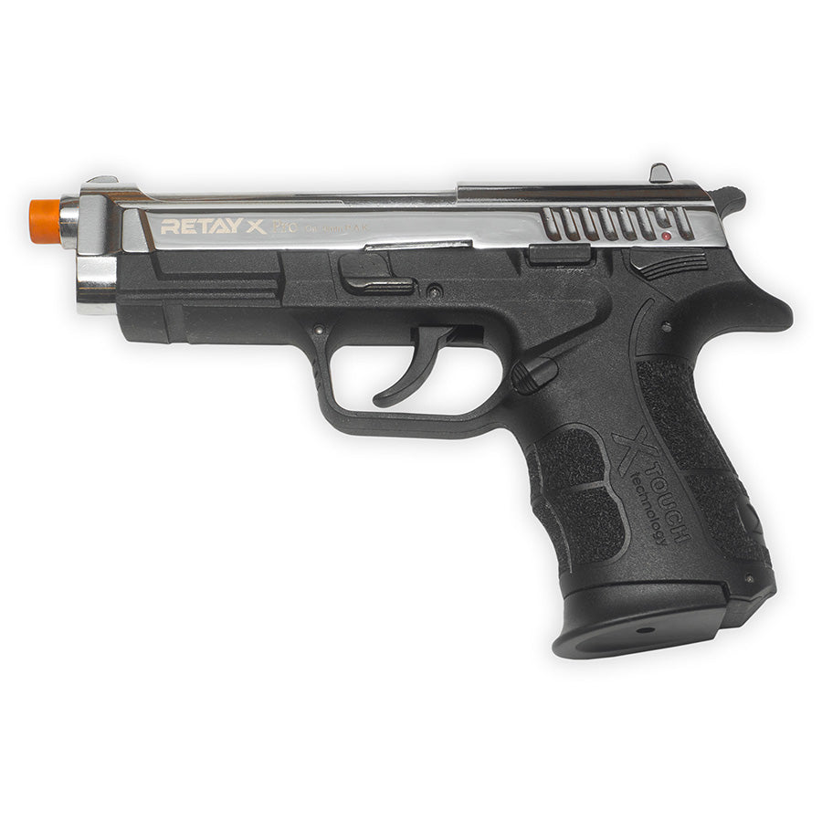 Retay XPRO Blank Firing Pistol | Front-Firing 9mm PAK | Nickel Finish