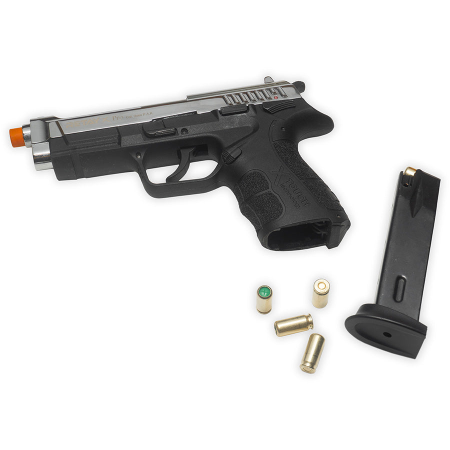 Retay XPRO Blank Firing Pistol | Front-Firing 9mm PAK | Nickel Finish